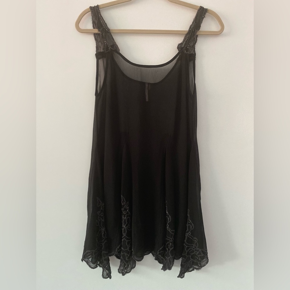 Vintage chiffon mini dress with beads